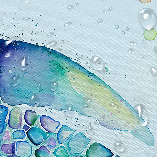 Jawo Sea Turtle Shower Curtain, Underwater Seaweed Seashell Shower Curtain, Marine Animals Teal Ocean Shower Curtain, Tropical Fish Shower Curtain Nautical Turtle Shower Curtain With Hooks, (70X70) #TOP3