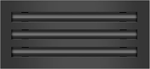 BUILDMART - Difusor de ranura lineal de 12" - (3 ranuras) con ranura triple - Ventilación de aire decorativa negra - Cubierta de ventilación de CA