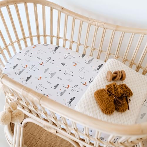 Image of Stretch Fitted Bassinet Sheet Set BROLEX 2 Pack Cradle Sheets for Bassinet Pad /Mattress,Unisex Boys Girls,Ultra Soft,Starsmoon Balloon
