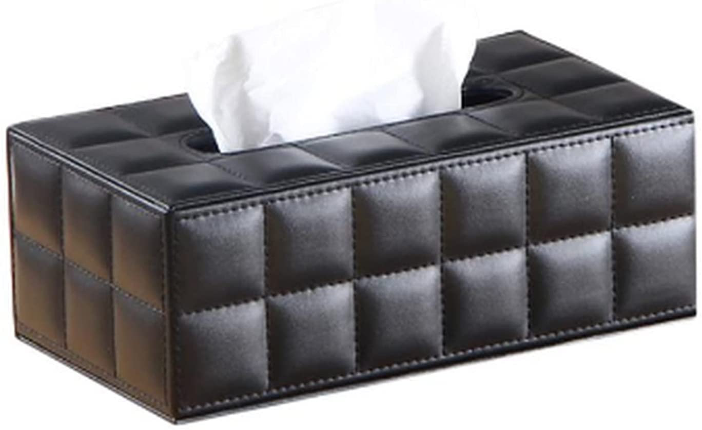 Taschentuchbox Pu. Tissue Box Rechteck Papierhandtuchhalter Desktop Serviette Aufbewahrungsbehälter Küchengewebe Tablett for Home Office Deko(Black25x13.5x9.5cm)