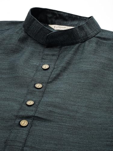 Image of Majestic Man Men's Cotton Regular Fit Traditional Mandarin Collar Ethnic Motifs Solid Long Kurta