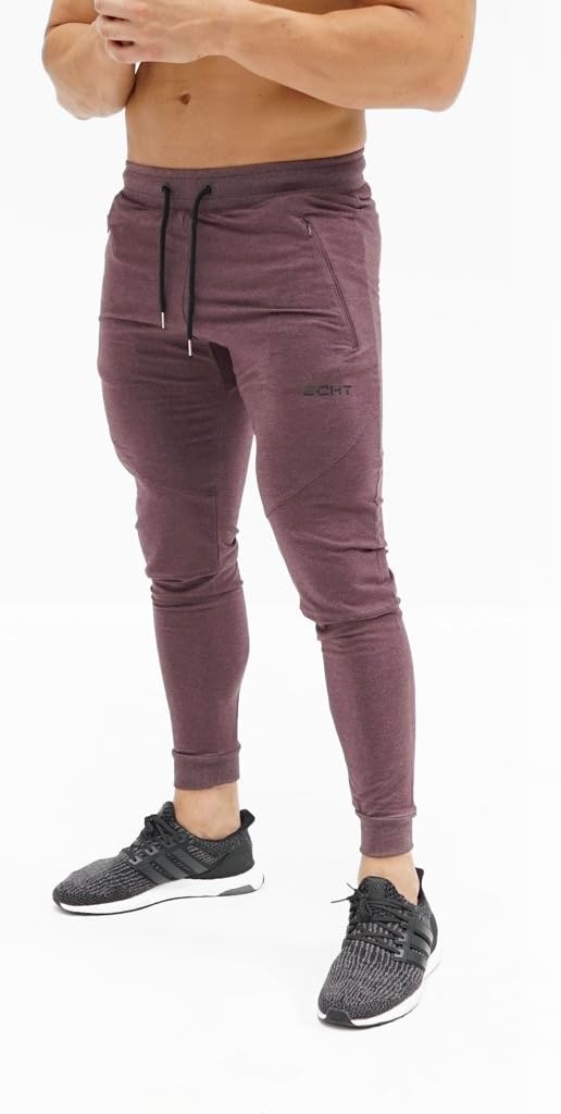 ECHT Tapered Burgundy Joggers V3 Men Pants Gym Wear Sweat Trousers Slim Fit Bottoms