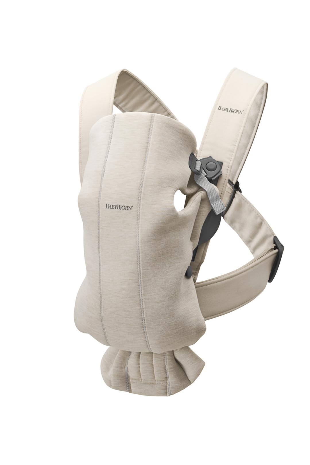 Bundle of BabyBjörn Porte-bébé Mini, Jersey 3D, Beige clair + Bavoir pour Porte-bébé, Blanc