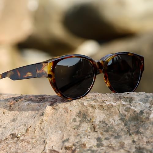 kimorn Polarized Fit Over Glasses Sunglasses For Women Man,Trendy Cat Eye Shades For Driving Riding2