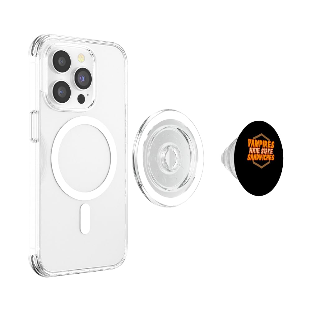Vampires hate stake sandwiches - Vampire PopSockets PopGrip for MagSafe, Clear - Image 3