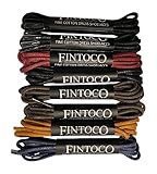 Fintoco 8 Pairs of Round Waxed Dress Shoe Laces, Dress Lace Colors, 30 inches (3 x Black, 2 x Dark Brown, Tan, Navy Blue, Burgundy)