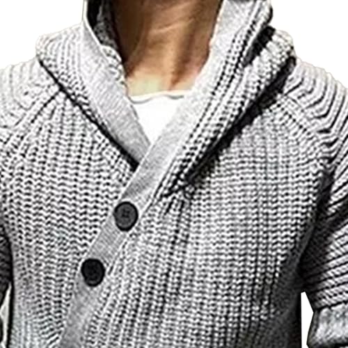 Mens Long Cardigan Sweater Button Down Hooded Knitted Sweater Outwear Drape Cape Long Sleeve Ribbed Knit Overcoat3