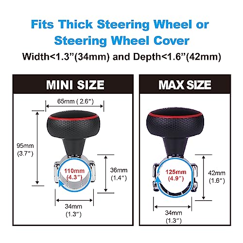 Hypersonic Großer Lenkradknauf, glatt und langlebig, mit Kugellager, für Autos, LKWs, Traktoren, Boote, Rasenmäher und Gabelstapler (rot)