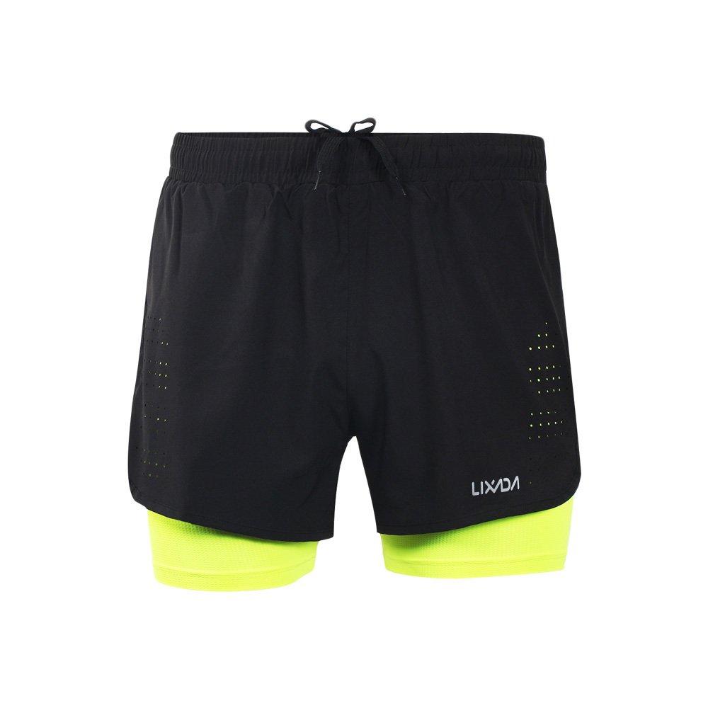 Lixada Pantalones Cortos de Running 2-en-1 para Hombres, Transpirables y de Secado Rápido