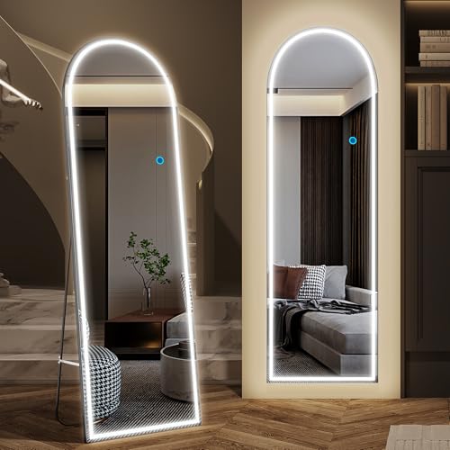 LVSOMT Bogen Ganzkörperspiegel mit Beleuchtung, 153x50cm LED...