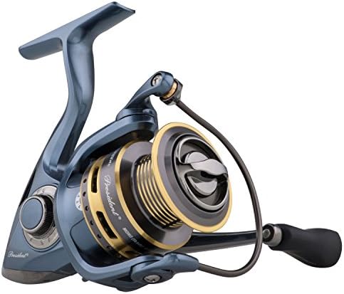 Pflueger President Spinning Reel, Size 35 Fishing Reel, Right/Left Handle Position, Graphite Body and Rotor, Corrosion-Resistant, Aluminum Spool, Front Drag System