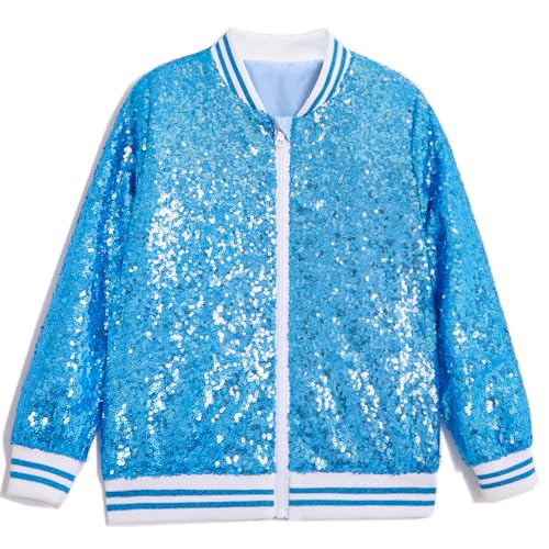 Girls Sequin Jackets Kids Boys Bomber Jacket Zip Up Coat Sparkle Outwear Birthday Clothes