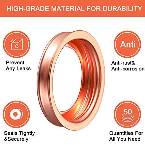 Image of Mudder 200 Pieces Oil Drain Plug Gasket Washer Seal 12mm Crush Washer Aluminum Engine Oil Crush Washers Compatible with Infiniti Part 11026-ja00a