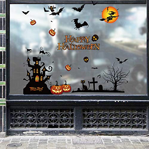 ONDY Halloween Window Clings Decorations Stickers, Halloween Decals for Windows Glass Walls, Party Ornaments Static Stickers (Halloween 1)