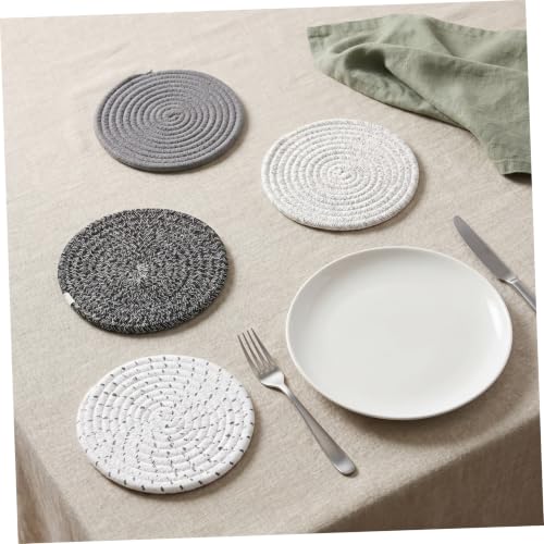 Protector de calor redondo de cuerda de algodón para platos sartenes y mesa de cocina 8