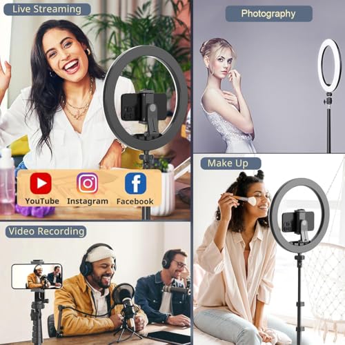 Image of Kratos K21, 12 Inches Ring Light with Stand, 85 Inch Foldable Tripod, 3 Colour Switch Mode, Ring Light with USB for Studio, YouTube, Video Shoot Live Stream Makeup Compatible with iPhone, Smartphone