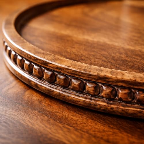 Image of Wooden Serving Tray for Food Drinks Decorative Platter for Coffee Table Rustic Farmhouse Trays Centerpiece for Home Decore Living Room Kitchen Counter Set of 1
