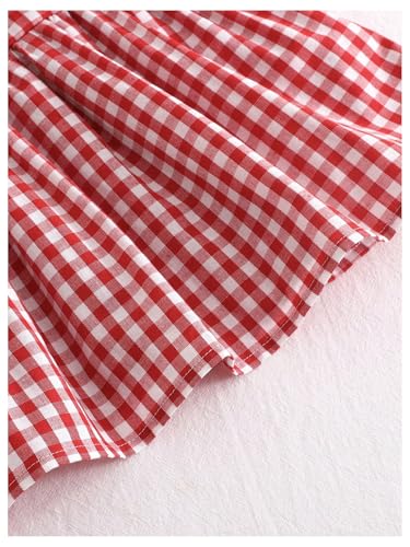 Girl's Preppy Checkered Camisole Tops Lace Bowknot Sleeveless Peplum Tank Top3