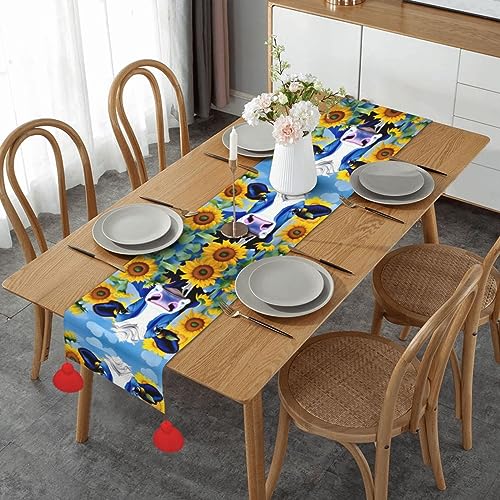 Chemin de table rustique bleu long pour protéger et décorer la table de cuisine - 2
