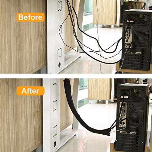 CableCreation Cable Management Sleeve,4Pack Cord Management Sleeves with Zipper and Bundling Ties for TV/Computer/Home Entertainment Cable Wrap Cover Organizer (19-20 Inch/Black) 5
