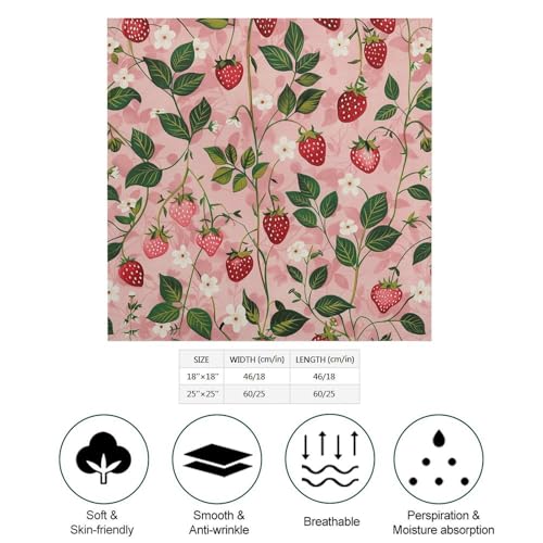 Peach Strawberry Print Silk Scarf Fashion Satin Head Scarf Lightweight Head Scarves for Neck Silk Scarves for Women Men Boho Hair Wrap Sleeping Kerchief Bandanas Pocket Square 18" X 18"2