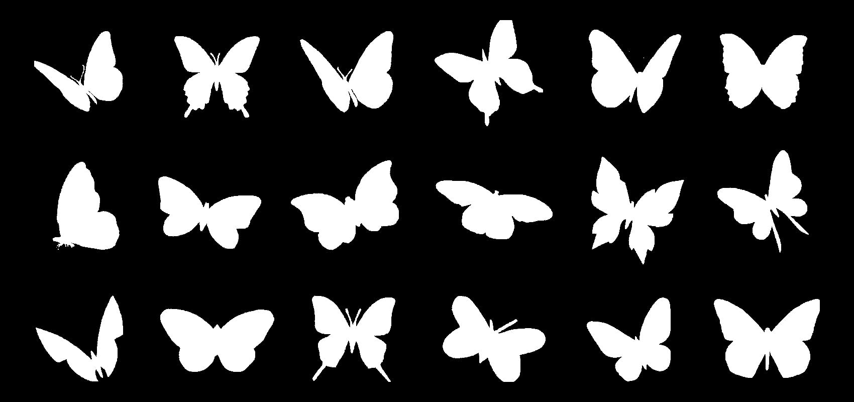 Pack of 18 Various Small Butterfly Insect Cute Stickers - Wall Art Decor - Scrapbooking, Cars, Water Bottles, Laptops, Phone Cases, Mirrors (Extra-Small, White)