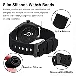 BISONSTRAP Silicone Watch Bands, Slim Watch Straps with Quick Release, 22mm, Black with Black Buckle - Image 4