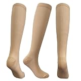 DAZLOR Kompressionsstrümpfe,Fitness Training Waden Sportsocken 3 Paar,Kompressionssocken für Damen und Herren,Hautfarbe,L/XL(39-44)