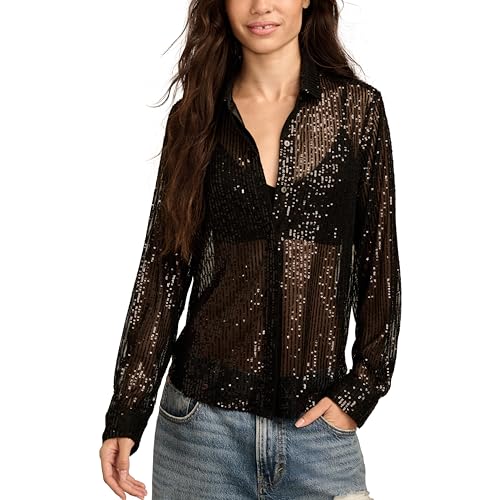 Chemise boutonnée haut de gamme Lucky Brand à détails pailletés