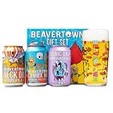 Beavertown IPA Beer Gift Set & Glass - Neck Oil, Gamma Ray, Cosmic Drop Berry, London Craft Beer Gift for Men - 3x 330 ml Cans & Iconic Beavertown Glass - Pale Ale & Fruity Beers Selection, Valentines
