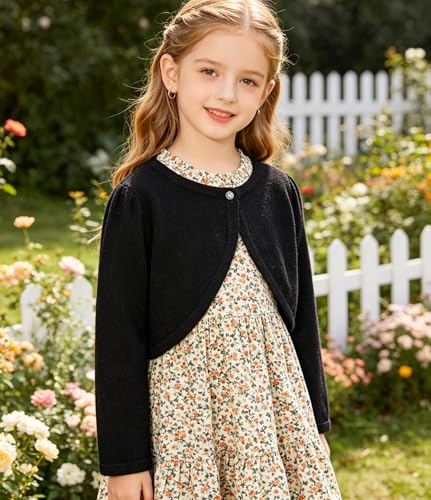 Image of 2Pcs Girls' Knit Toddler Cardigan Cotton Soft Button Closure Bolero Shrug Shawl Shirt Sweater