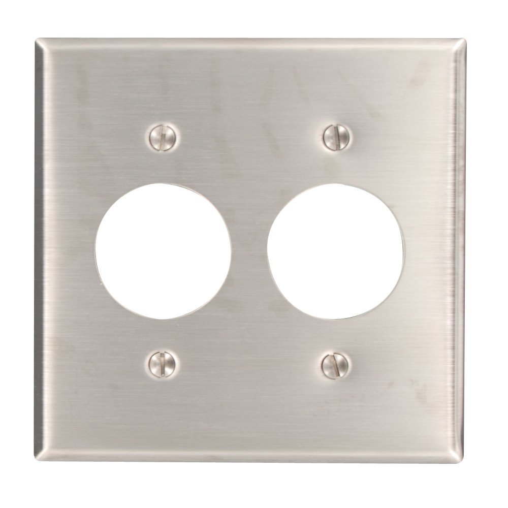 Placa de 2 bandas Leviton 84052-40 de acero inoxidable satinado para receptáculo