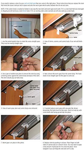 California Blinds Company Vertical Blind Repair Kit (Quantity 5) - Stem, Comb Gear, Carrier, Wheels - Waterproof, Blackout - Manual Control - HDPE Material