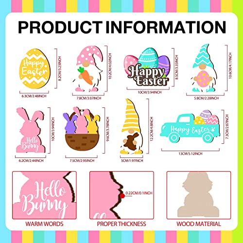 image for Yalikop 24 Pcs Easter Ornaments for Tree Happy Easter Wooden Hanging O