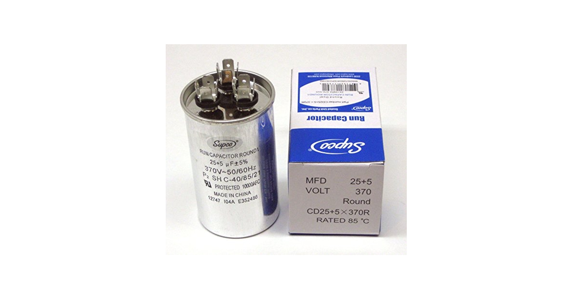 Amazon.com: Supco Dual Run Capacitor, Round, 25 + 5 Mfd, 370