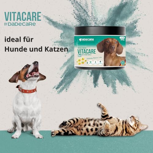 Vitacare – Multivitaminpräparat 300 g Pulver für Hunde und Katzen | natürliche Vitamine mit Algen Kelp, Bierhefe, Mariendistel, Komplex B, A, C, D3 und E | Immunverstärkung und Energie