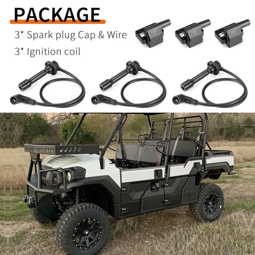 Image of 6Pcs Ignition Coil and Spark Plug Wire for Kawasaki KAF820 KAT820 | Mule PRO-FX PRO-FXR PRO-FXT 2015-2023 21150-0013 21121-0724