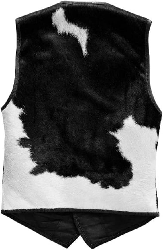Men's Real Cowhide Leather Hair-on Vest ► Old Western Cowboy Leather Vest For Mens : Natural Cow Hair vest2