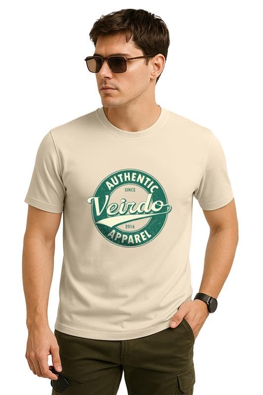 Image of Veirdo Men's T-Shirt Regular Fit Round Neck Pure Cotton Half Sleeve Graphics Printed T-Shirt Different Size Range S to 2XL
