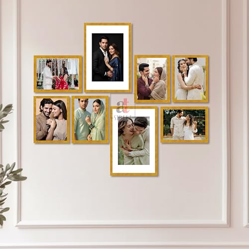 Image of Art Street Photo Frame Set of 8 Gold Wall Decor Collage Display Hanging Family Picture Frames Gallery Collection Decor Items Wall Mount Frames Birthday Anniversary, 8x12 and 12x16 In