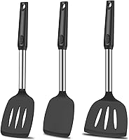 KLAQQED 3-Piece Silicone Spatula Set - 600°F Heat Resistant, Nonstick Safe Turner for Eggs, Pancakes, Fish & Wok Cooking