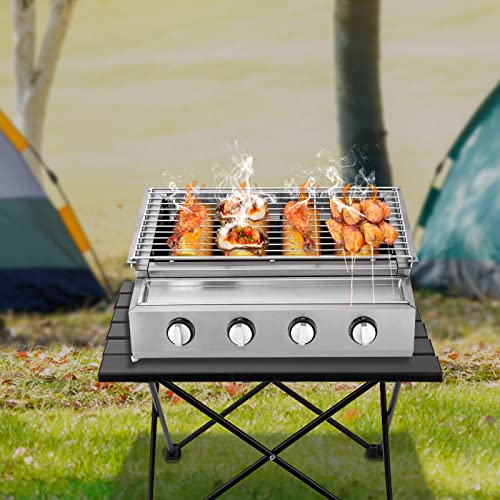 SHZICMY Roestvrij stalen gastronomische gasgrill, 4 vlammen, BBQ, rookvrije grill, gastrogrill, steakgriller, outdoor… - Afbeelding 5
