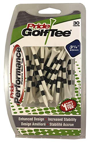 PRIDE GOLF TEE "Pride Performance Striped Golf Tees (Pack of 30), 3-1/4"", White