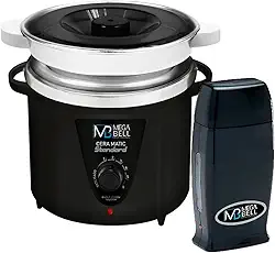 Kit Panela Depilação Termocera 900g Com Refil Preta + Aquecedor de Cera Roll-on Preto