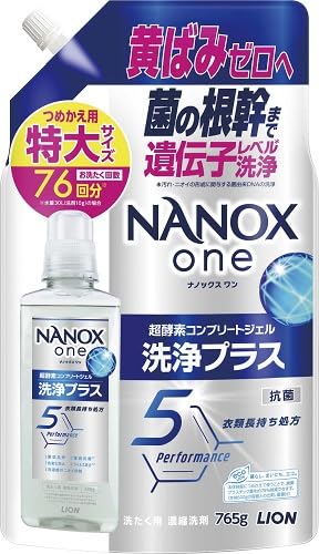 匿名配送 送料無料　NANOX one 洗浄プラス 洗濯洗剤 765g×9袋 Amazon | ライオン NANOX one 洗浄プラス 詰替特大 765g | LION | 液体洗剤