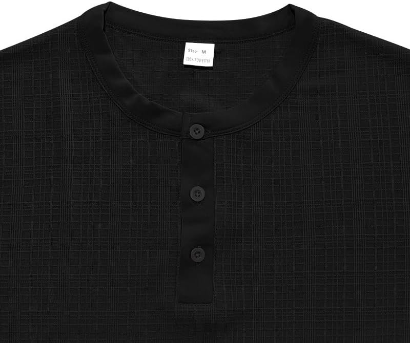 Men's Henley Shirt - Short Sleeve 1/4 Button Loose Breathable Casual Top for Business Everyday Wear - Image 3
