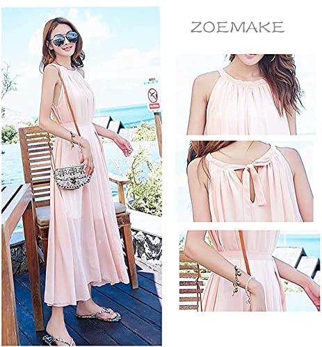 ZOEMAKE] マキシワンピース ロング ドレス ワンピース ノースリーブ