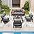 Amopatio Aluminum Patio Furniture Set, 8 Pieces Modern Patio Conversation Sets, Outdoor Sectional Metal Sofa with Coffee Table for Balcony, Garden, Dark Grey (Included Waterproof Covers)