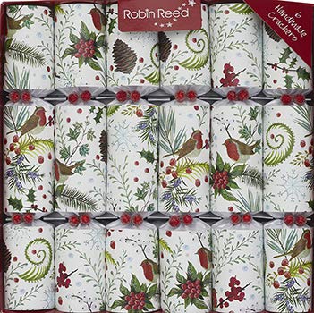 Robin Reed Red 6 X 12 Inch Festive Foliage Christmas Crackers