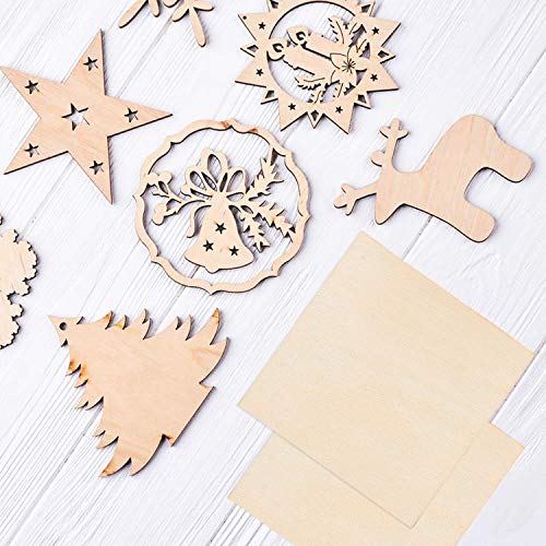 Certbuy 50 Pcs Unfinished Wood Pieces 6 X 6 Inch Square Blank Wood Natural Wooden Squares Cutouts For Diy Crafts, Painting, Staining, Carving, Coasters Making, Christmas, Home Decorations #TOP4